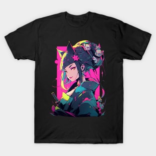 Neko Geisha Samurai T-Shirt